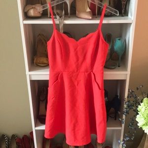 Scalloped red dress